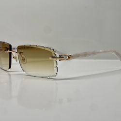 White Acetate Sunglasses Brown Lens Glasses