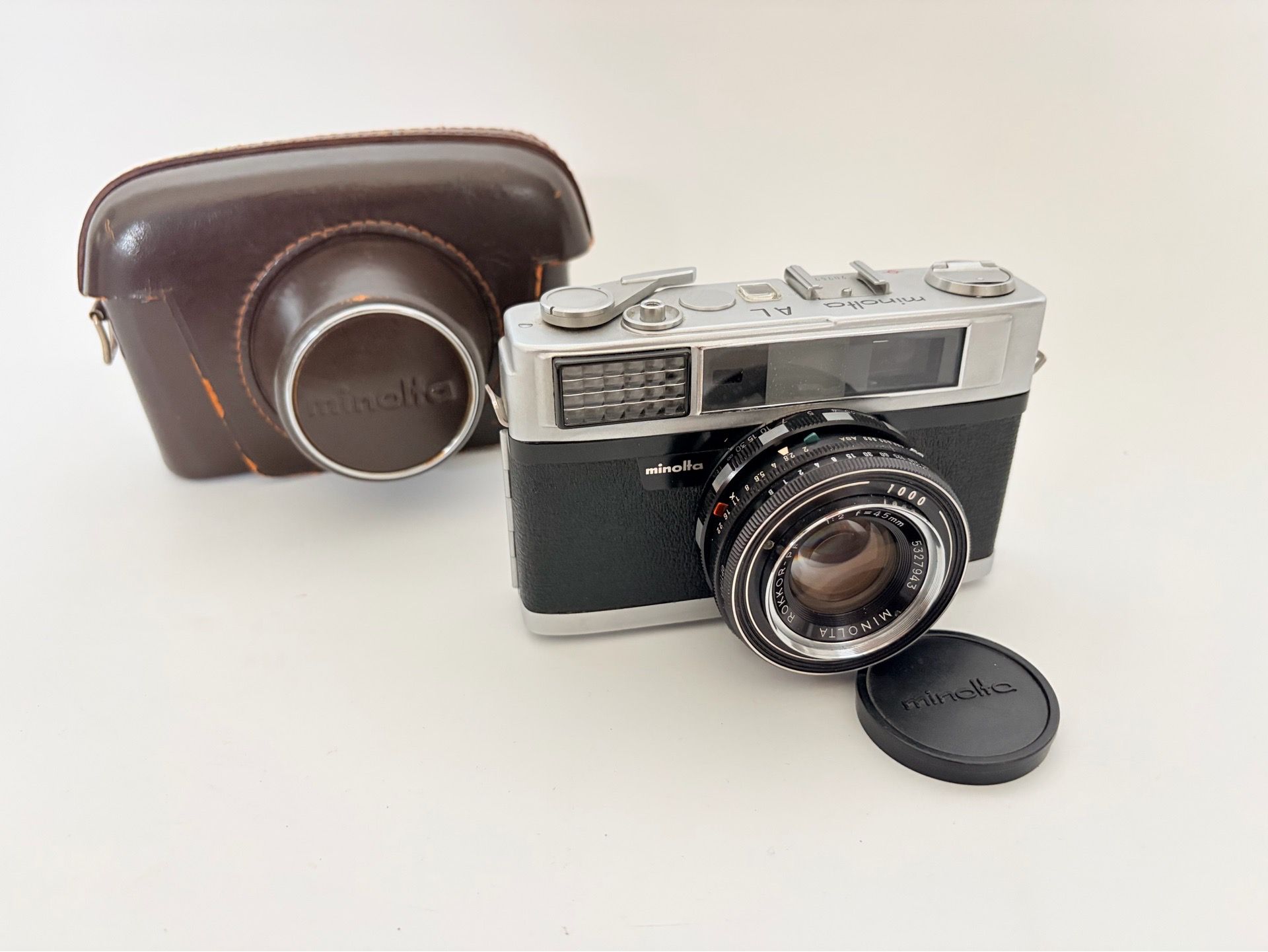 MINOLTA AL Vintage Retro Vintage Camera Rokkor-PF 1:2.0 45mm Lens With Case