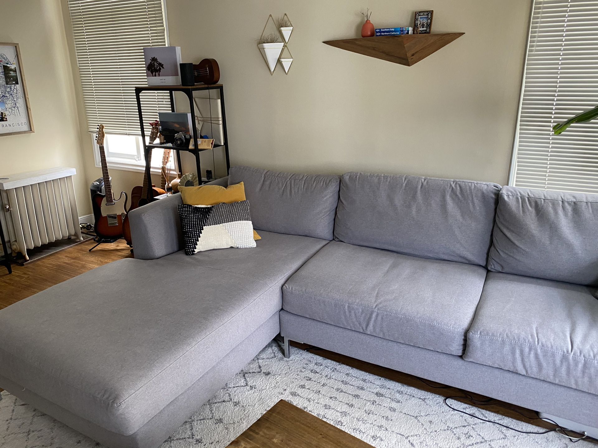 Couch for sale, sectional, gray, 2 years old
