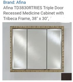 Huge Afina Ornate Gold Three Mirror Medicine Bathroom Cabinet 