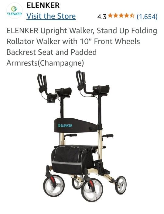 Elenker Upright Walker - adjustable height- folds easily