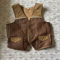 kids wool leather vest
