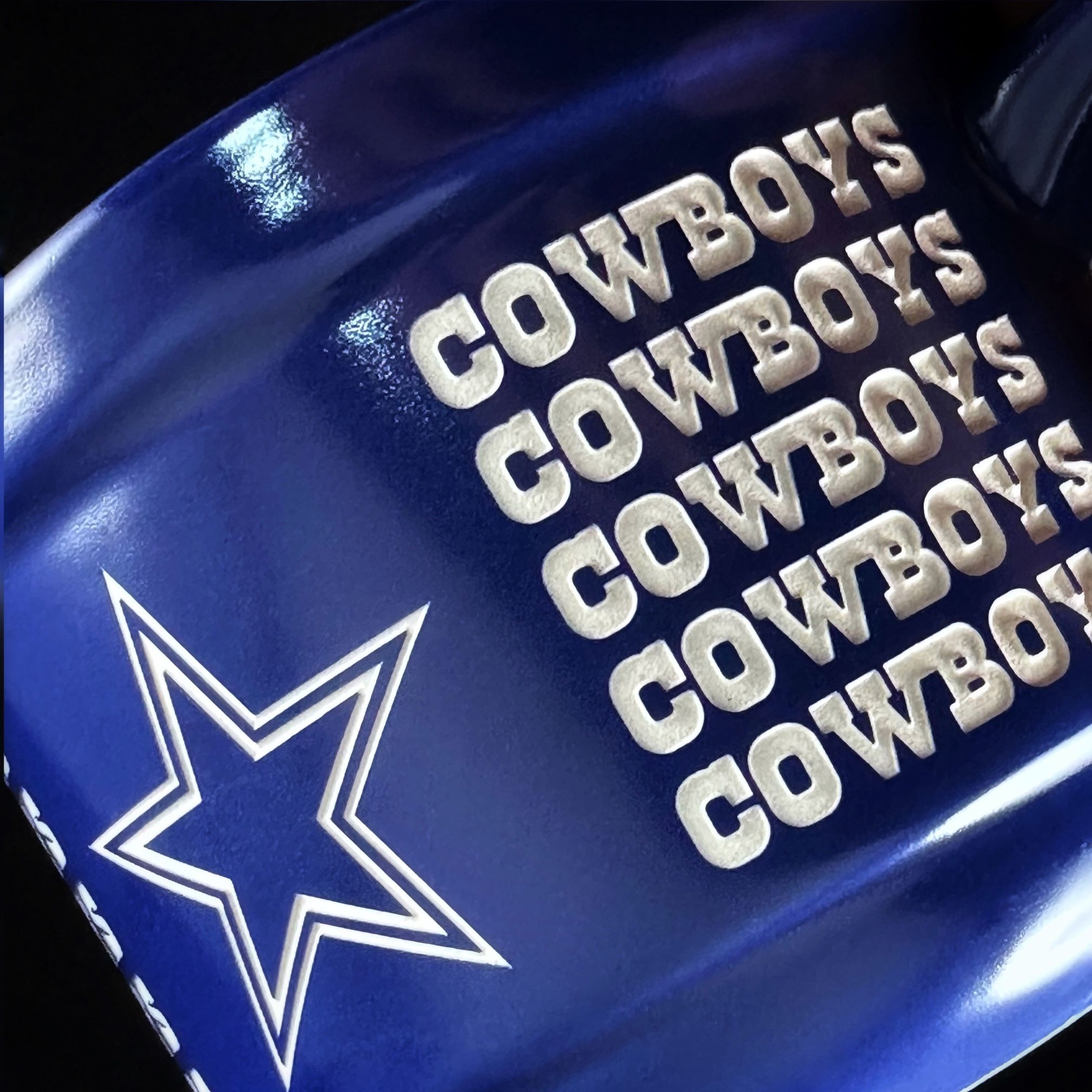 Dallas Cowboys Football Cup Powder Coated in Glowbee Clear, Polar