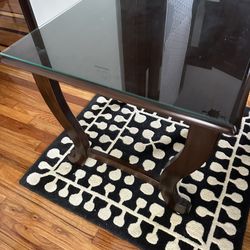 Wood Side Table With Glass Top