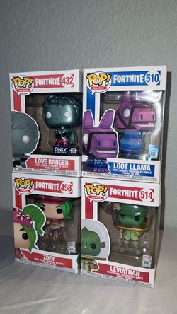 Funko Pop Fortnite Lot of 4 Love Ranger Loot Llama Zoey Leviathan Exclusive