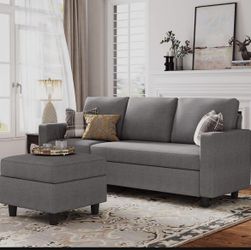 HONBAY Convertible Sectional Sofa Convertible L Shaped Couch with