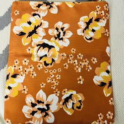 Rachel Pally Zahara Orange Reversible Floral Print Faux Leather Clutch Bag Purse