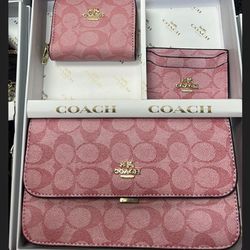 Coach Pink Bag Wallet Set