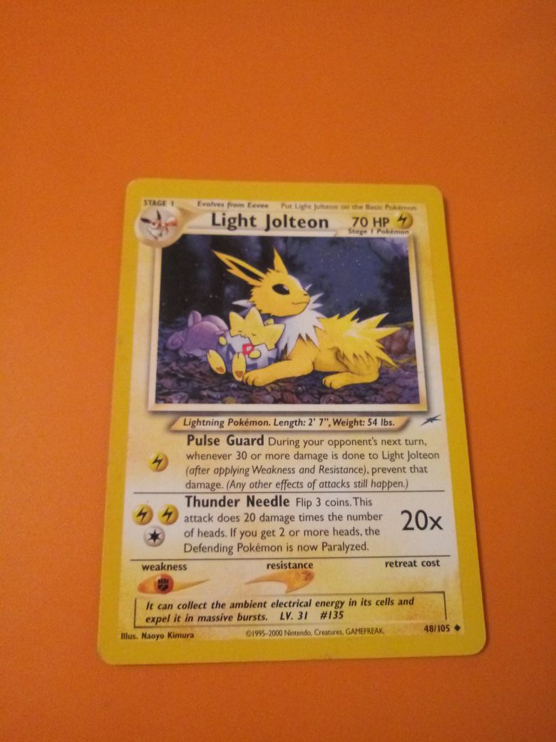 Light jolteon pokemon card