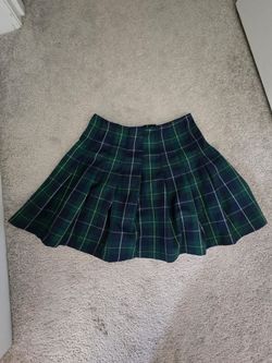 Green and blue plaid skirt size xs junior