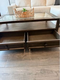 Solid wood, coffee table, dark brown, Rustic