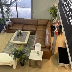 Emilia Caramel Leather 5pc Modular Sectional