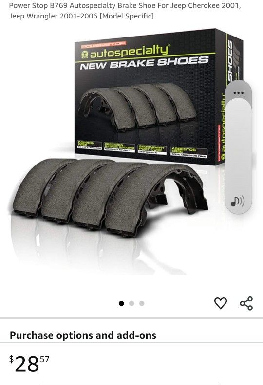 Brake Shoe For Jeep Cherokee 2001, Jeep Wrangler 2001-2006