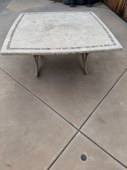 Oversized 64" Natural Stone Patio Dining Set - Table & 8 Chairs