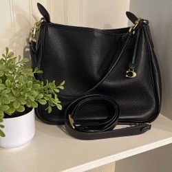 Coach Black Soft Pebble Leather Cary Shoulder Bag with Convertible Straps