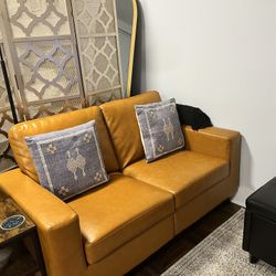 60” Modern Leather Loveseat 