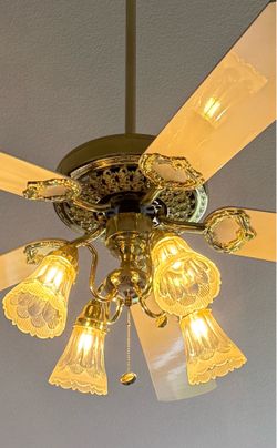 Gold crystal lamp fan