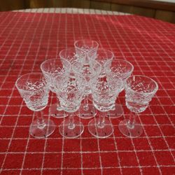10 Waterford Crystal Alana Cordial Glasses Excellent Condition Gothic Etching