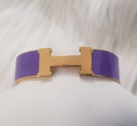 Fashion PURPLE And Gold H Stainless Steel Bracelet 
