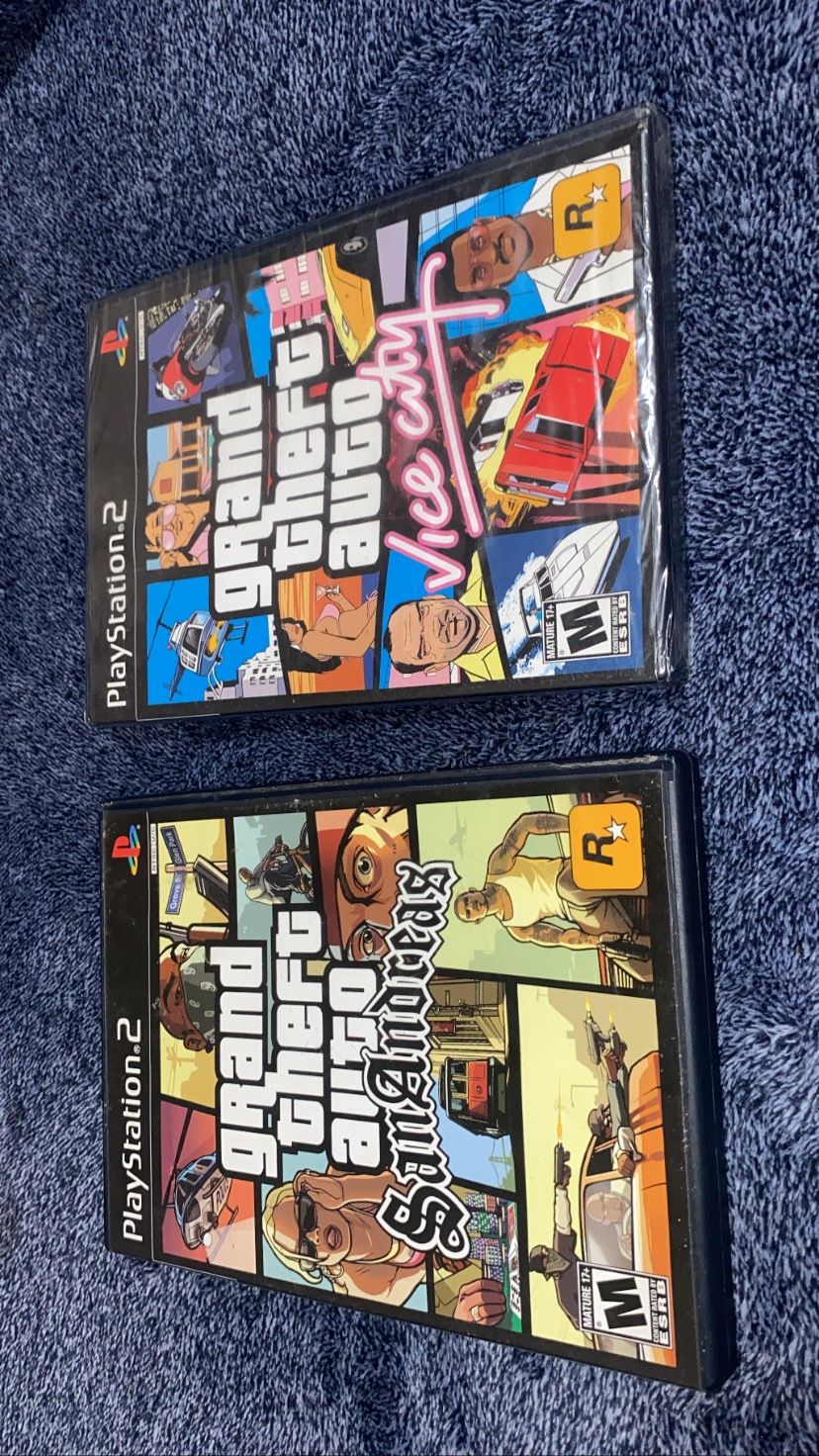 BRAND NEW COMPLETELY SEALED GTA Vice City For PS2 & GTA San Andreas(new Just Case Has Been Opened)