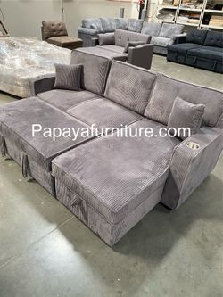 New! 89” Sectional Sofa Bed, Sleeper Sofa, Reversible Chaise Sectional Couch, Sofa, Couch, Grey Couch, Gray Sectional, Sleeper Sofa,Pull-out Sofabed .