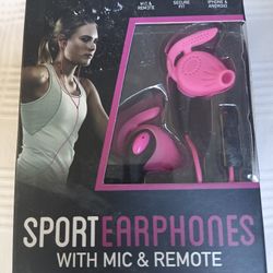 A,Ilogic Sport Earphones with Mic & Remote (Magenta)

