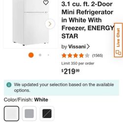 Vissani 3.1cu ft 2door Mini Fridge With Freezer