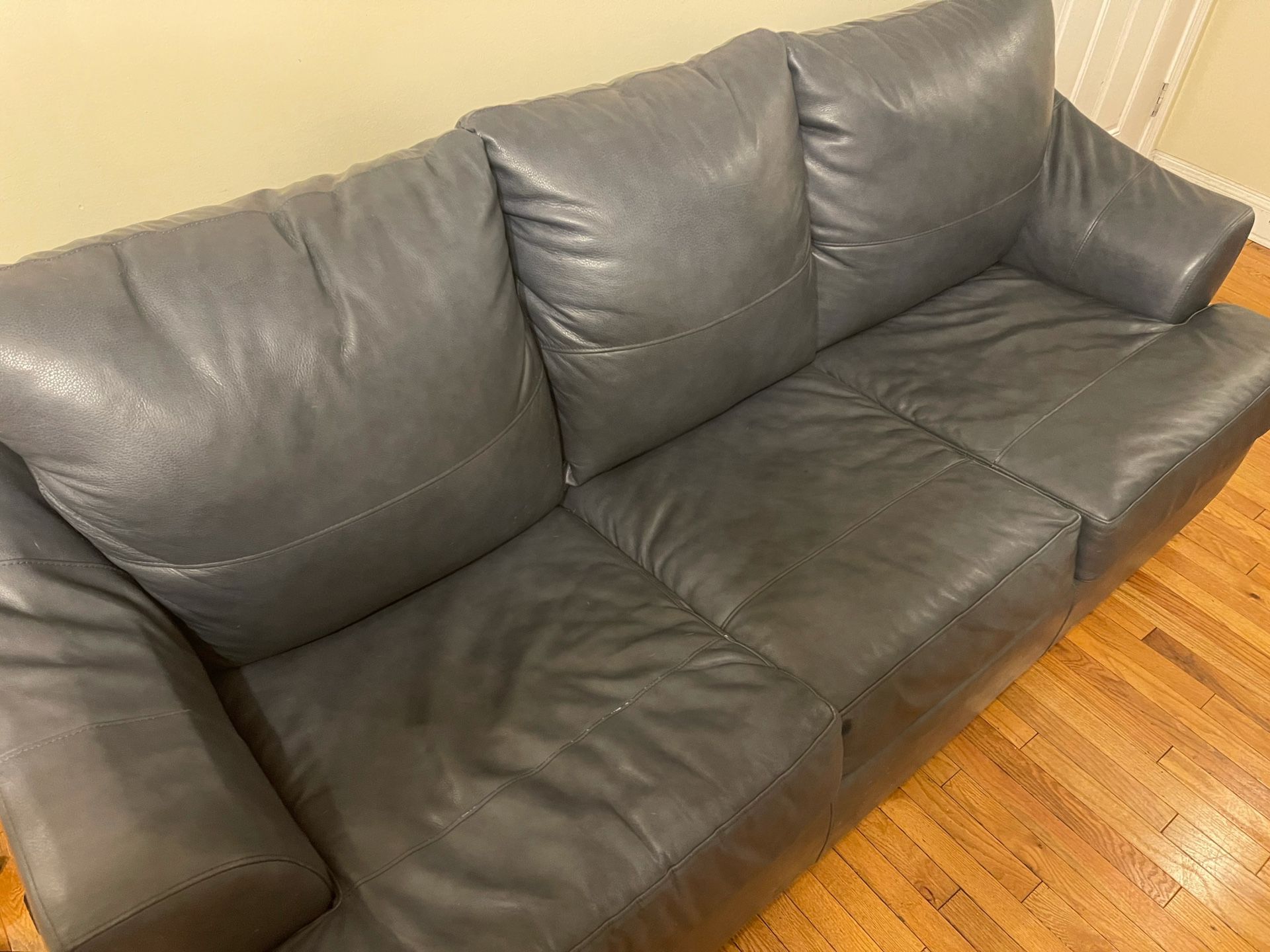 Real Leather Couch With Queen Sofa bed 