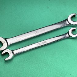 2 Snap-on Tools 3/8” & 1/2” Combo Open-End Flare Nut Line Wrench RXS-16 RXS-12