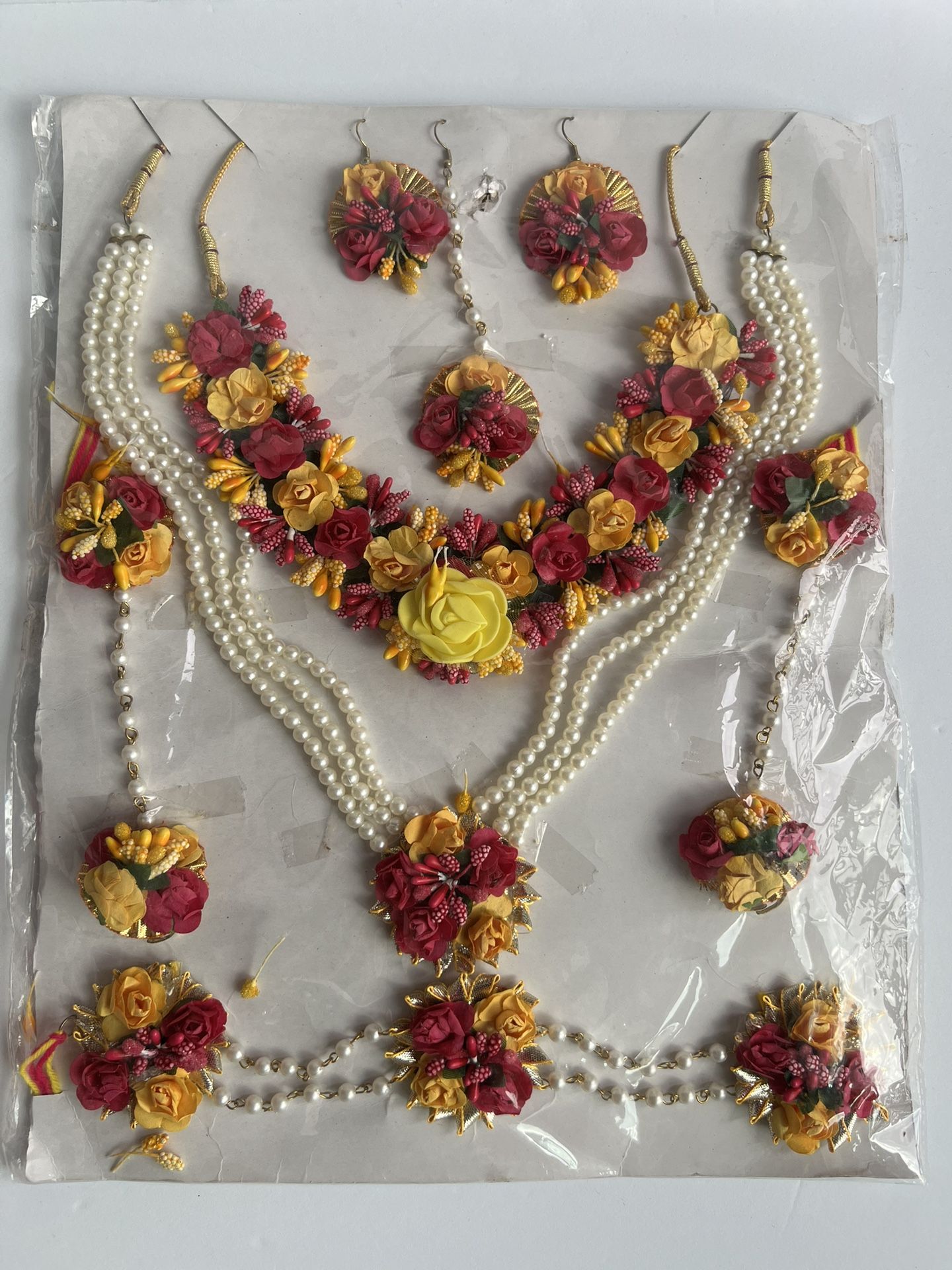 Desi Wedding Artificial Floral Jewelry Set.
