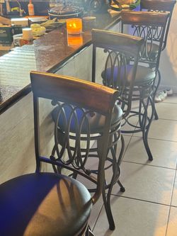 Bar Stools with Wood Top and Metal Frame