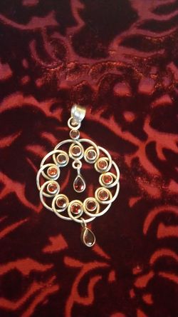 red garnet sterling silver pendant