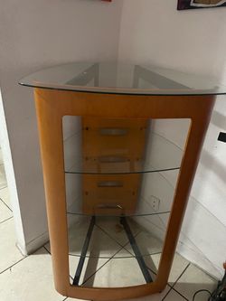 Corner TV Stand with Glass Shelves