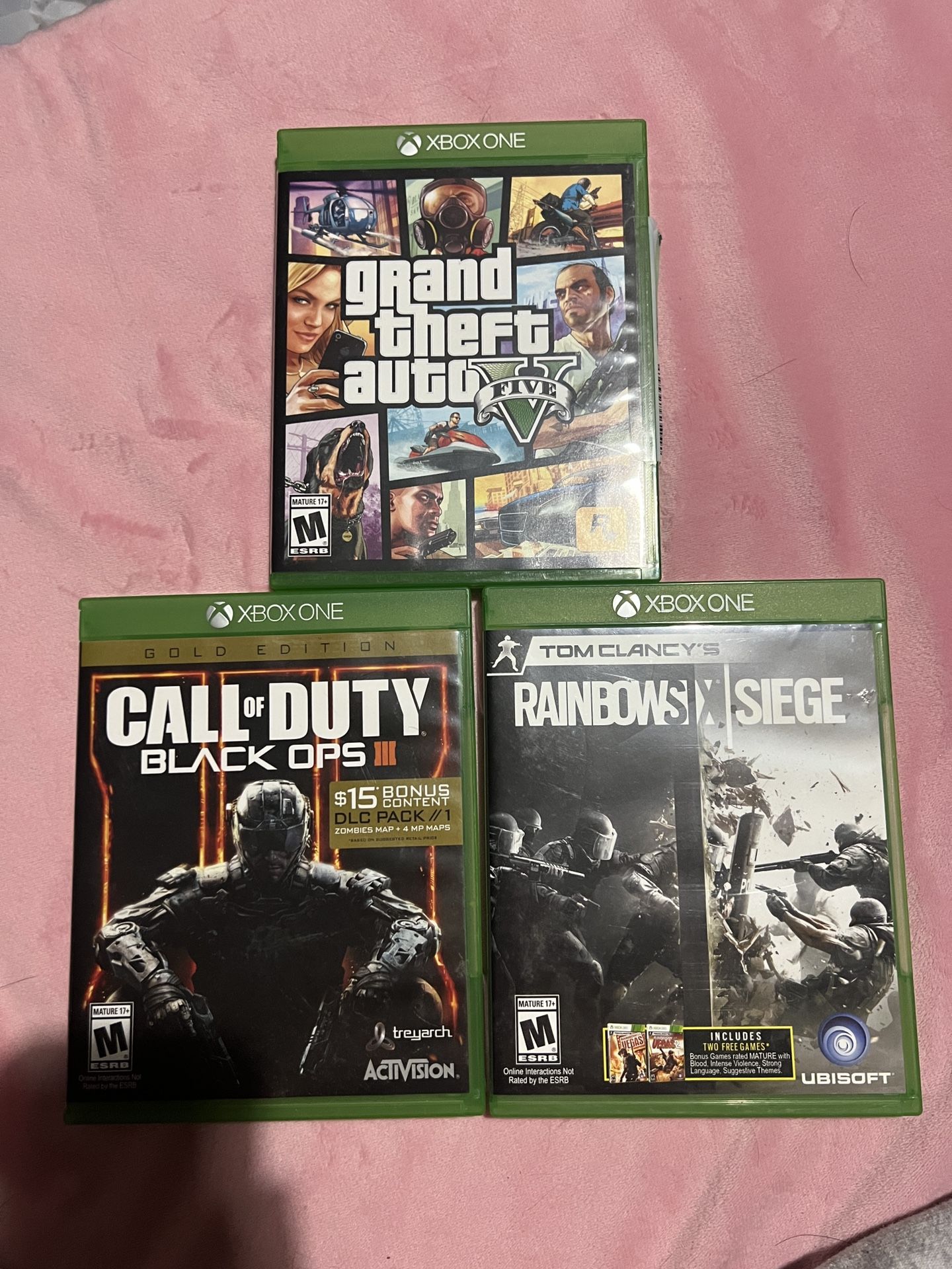 Xbox One Games Bundle – GTA V, Call of Duty Black Ops III (Gold), Rainbow Six Siege