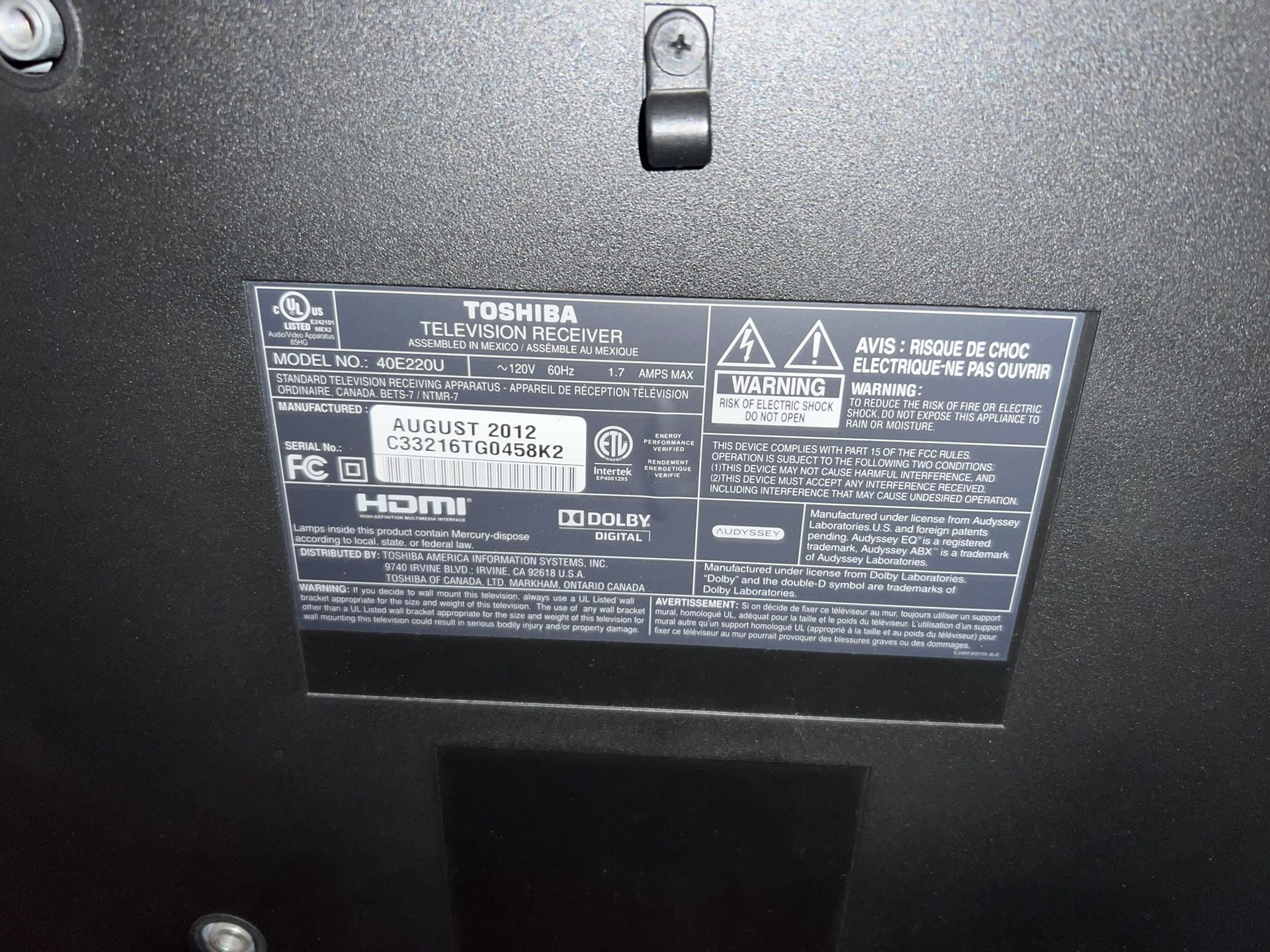 Toshiba 1080p LCD Tv