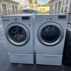 “LG Silver Washer & Dryer Set – Modern, Powerful & Reliable”