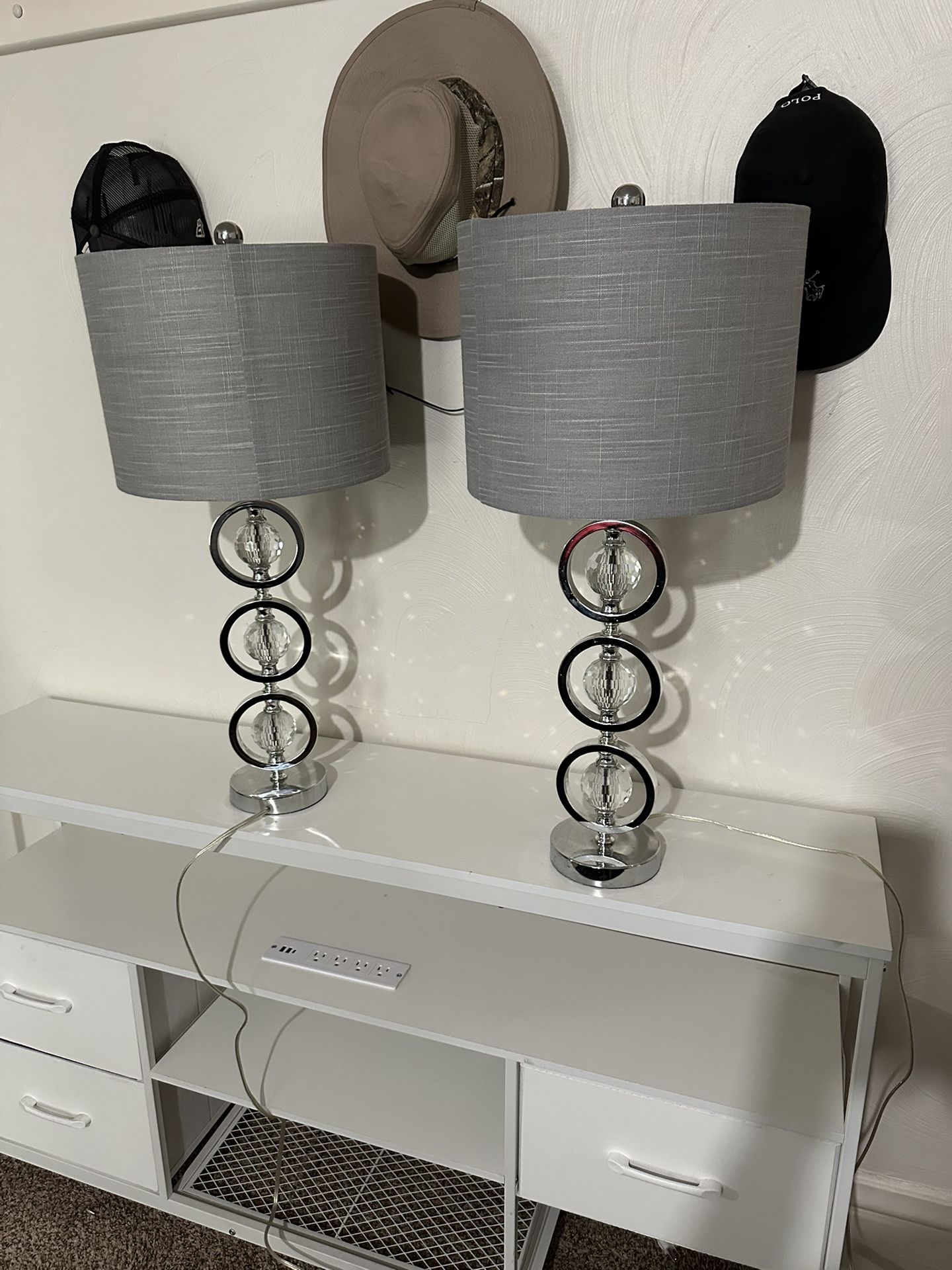 2 Silver And Chrome Lamps
