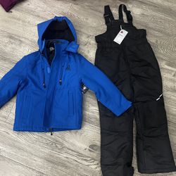 BRAND NEW Reebok And Swiss Tech Snow Jacket And Bib. Size 6/7, 7/8