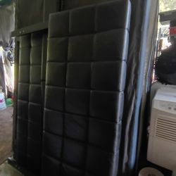 Super Nice Black Queen Bed With Pillow top Mattress And Box spring And Slats And Side Table 
