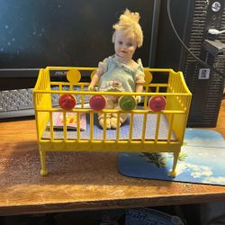 Little Very Loved Doll With Bed.