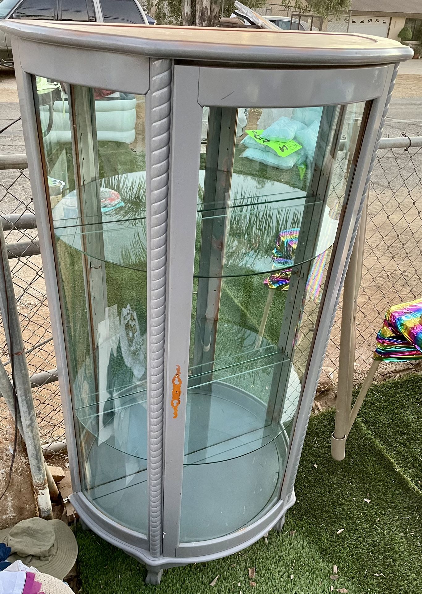 Curved Glass Curio Cabinet