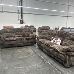 Brand New Comfy Reclining Sofa Loveseat Set 