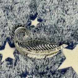 Silver Feather Brooch