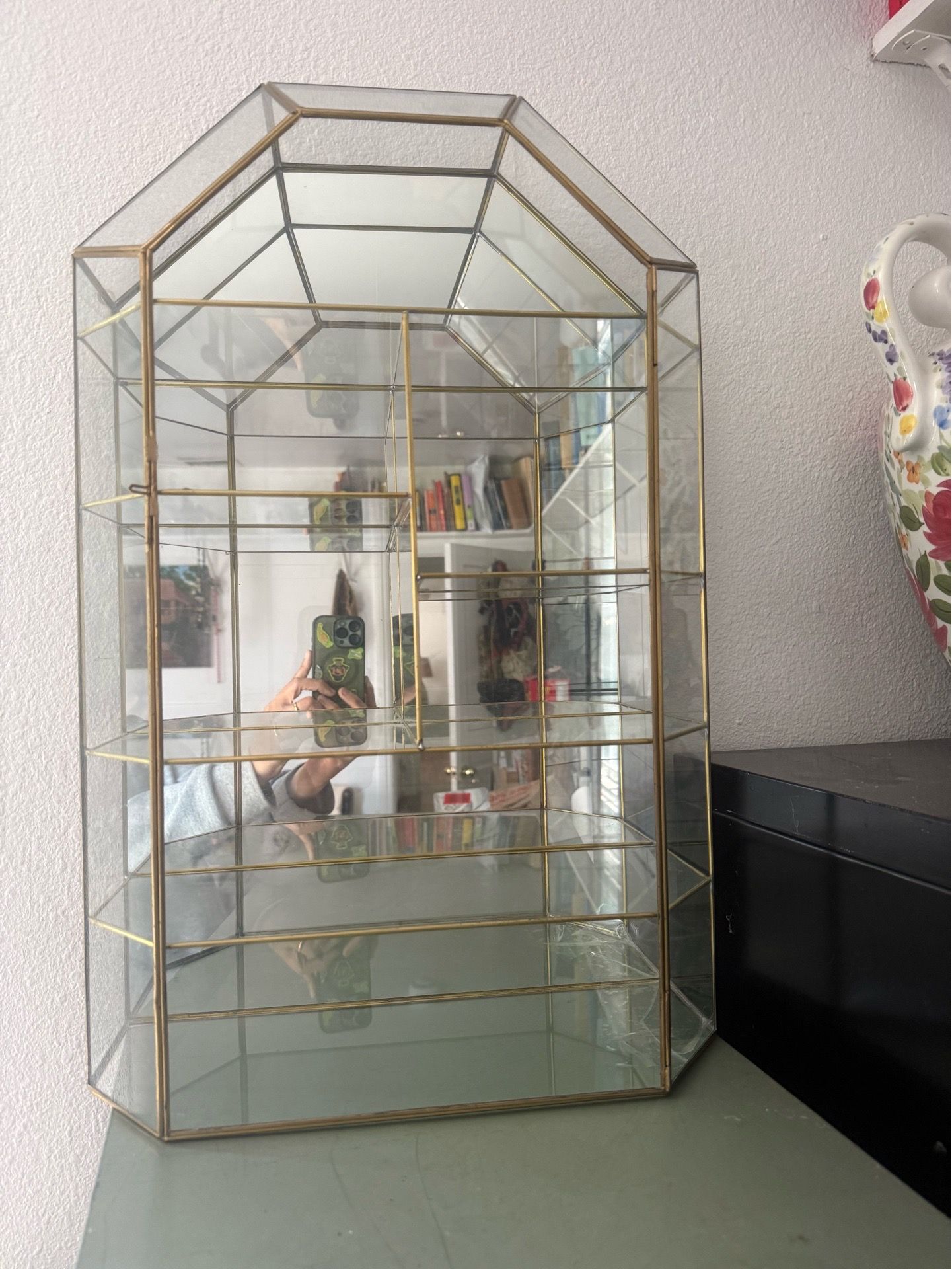 Vintage brass and glass figure display