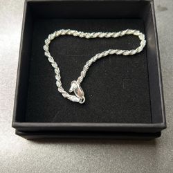 Diamond Cut Silver Rope Bracelet 