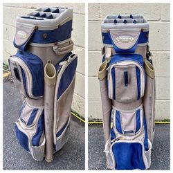 CROSPETE Golf Bag 14 WAY DIVIDER, with cooler bag. Shows age, some rips, no strap.