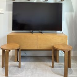 Media Console  With Side Tables And Book Cases Brand ( BURROW)