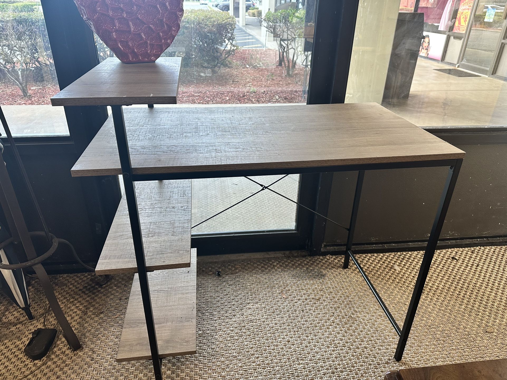 Modern desk with shelving
