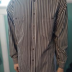 Van Heusen Stripe Long Sleeve Dress Shirt Size L