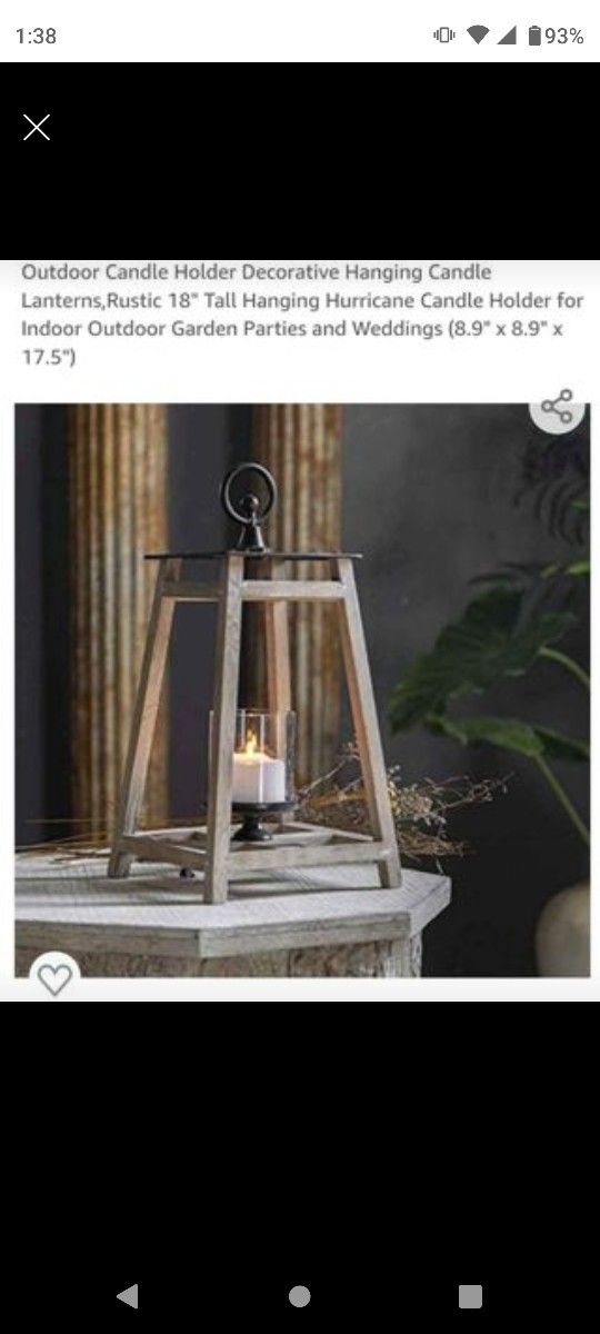 Outdoor Candle Holder Decorative Hanging Candle Lanterns,Rustic 18" Tall Hanging Hurricane Candle Holder 
